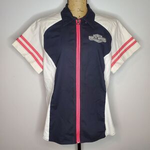 Vintage Harley Davison Racing Full Zip Shirt Size 1W